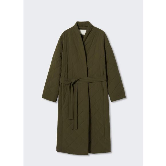Mango Oversize Quilted Coat Khaki - Picture 2 of 12